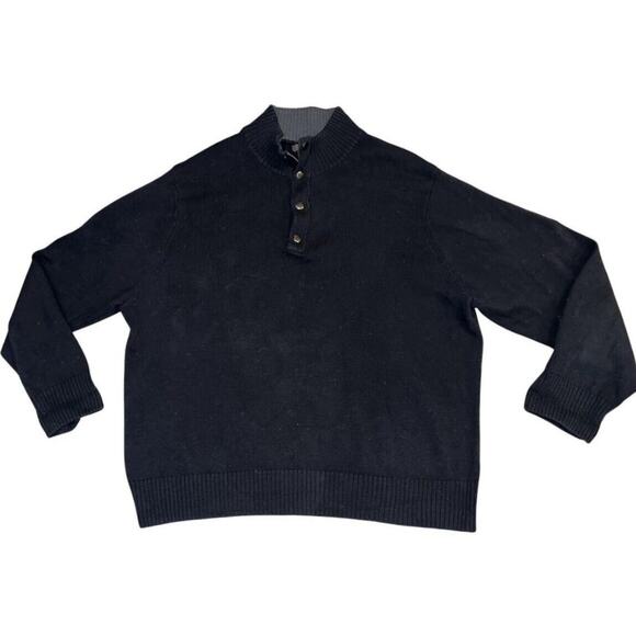 Dockers Men’s Sweater Black 2XL Snap Zip Closure XXL Collared Cotton MINT COND - Picture 1 of 5